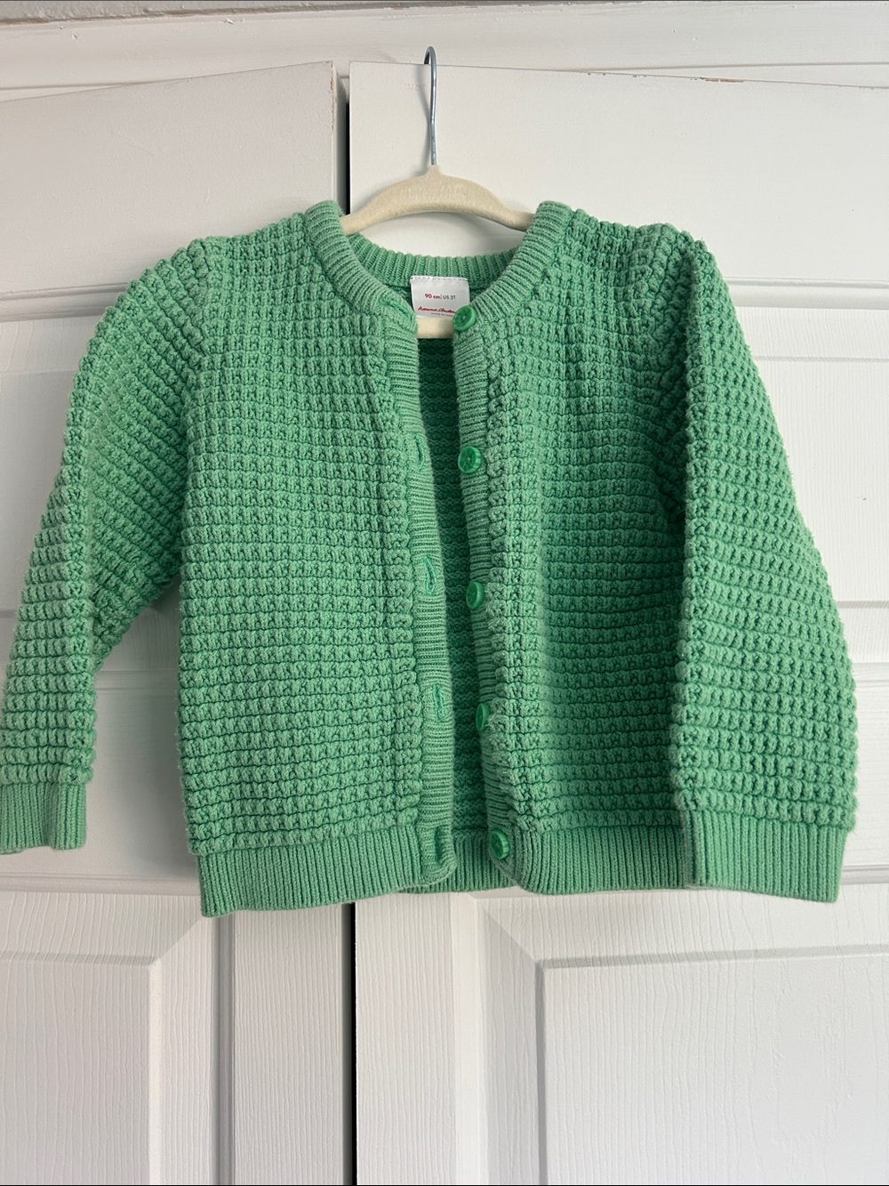 Hanna Andersson Mint Green Waffle Knit Cardigan